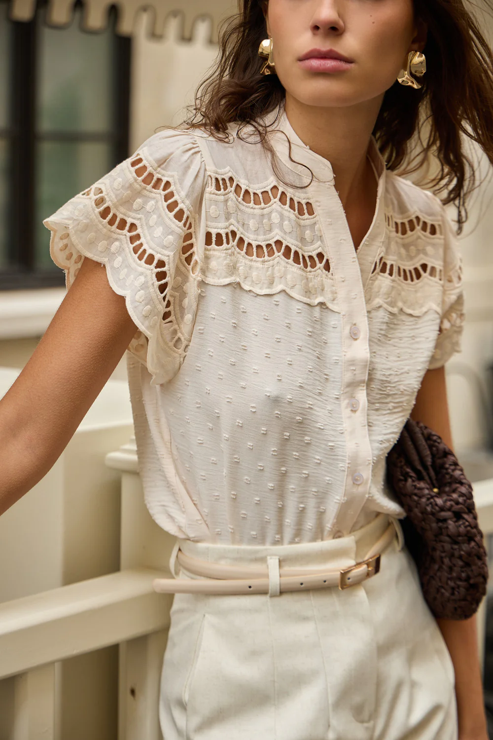Gemma Dotted Blouse | Beige