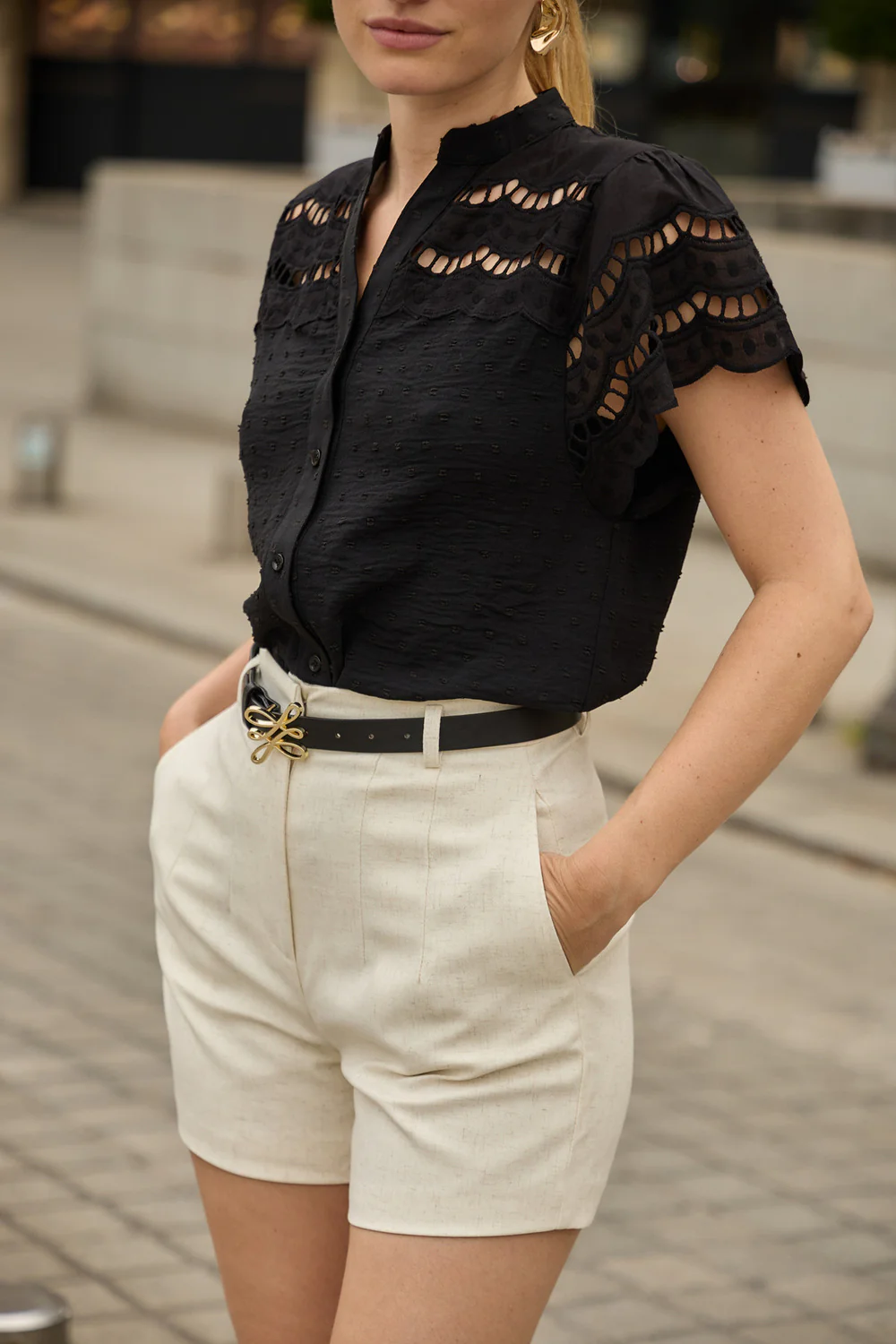 Gemma Dotted Blouse | Black