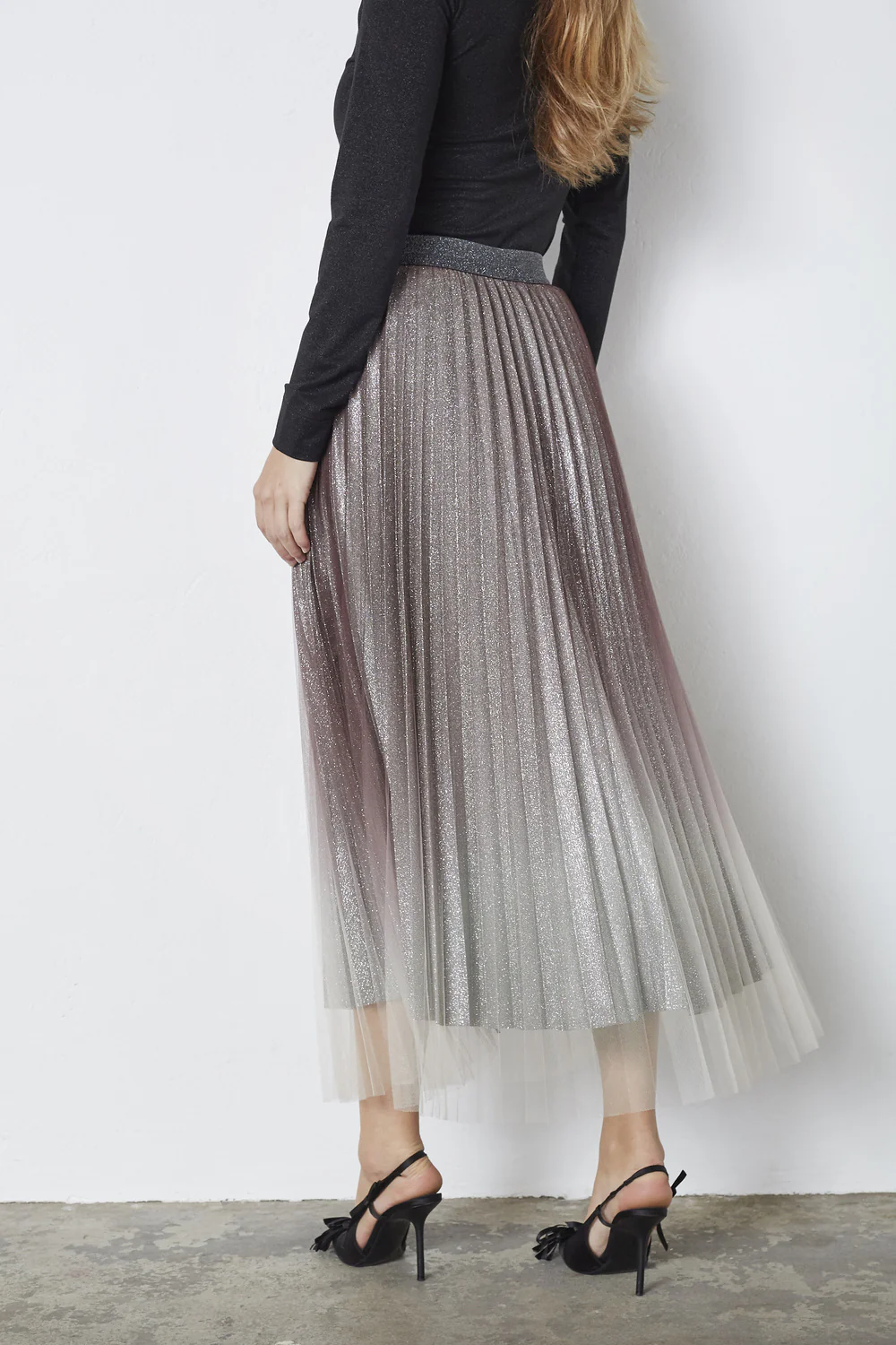 Glitter Plissé Skirt 34211 | Dark Brown | Nederdel fra Co'couture - Image 6