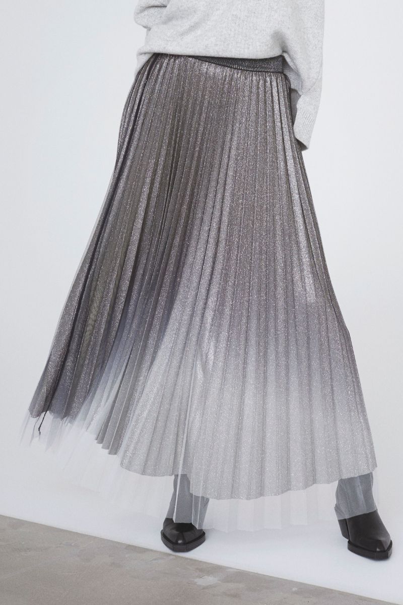 Glitter Plissé Skirt 34211 | Silver | Nederdel fra Co'couture