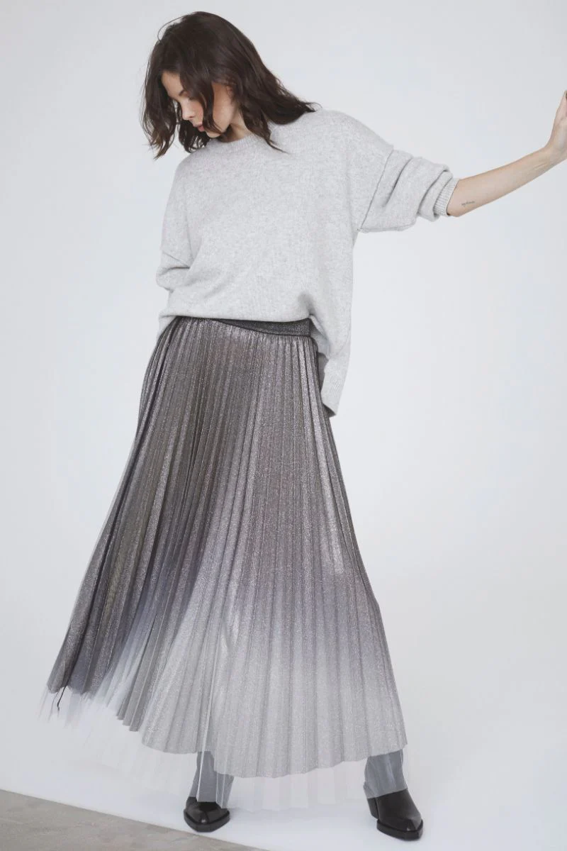 Glitter Plissé Skirt 34211 | Silver | Nederdel fra Co'couture - Image 3