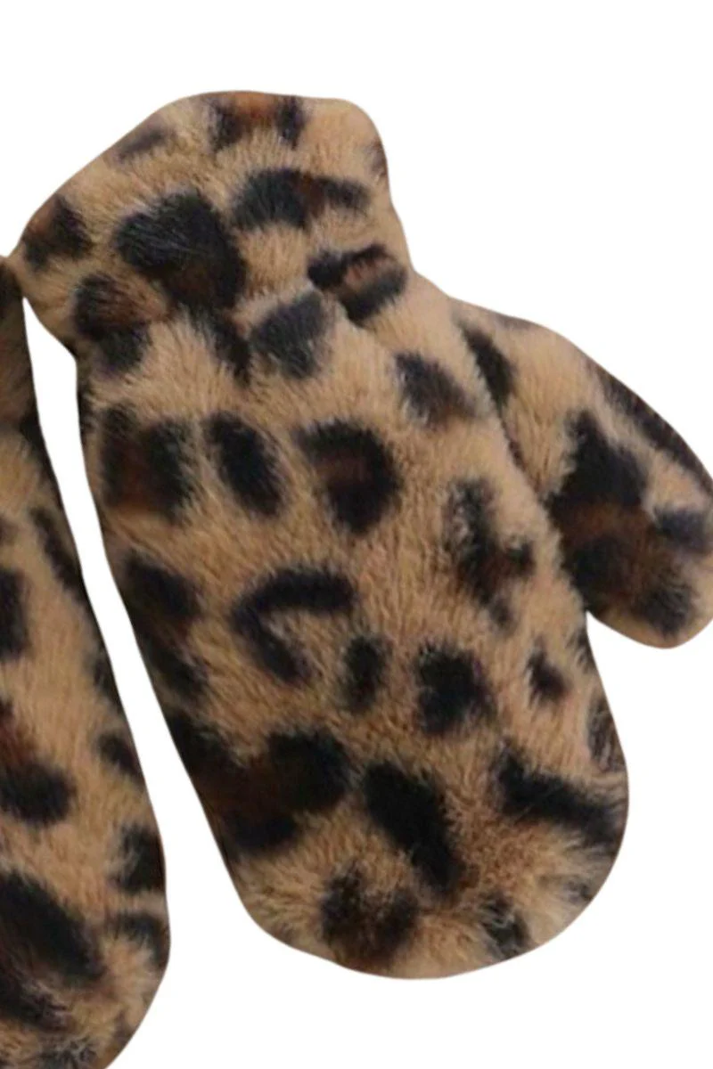 Gloves G0727 | Taupe Leo Mittens - Image 4
