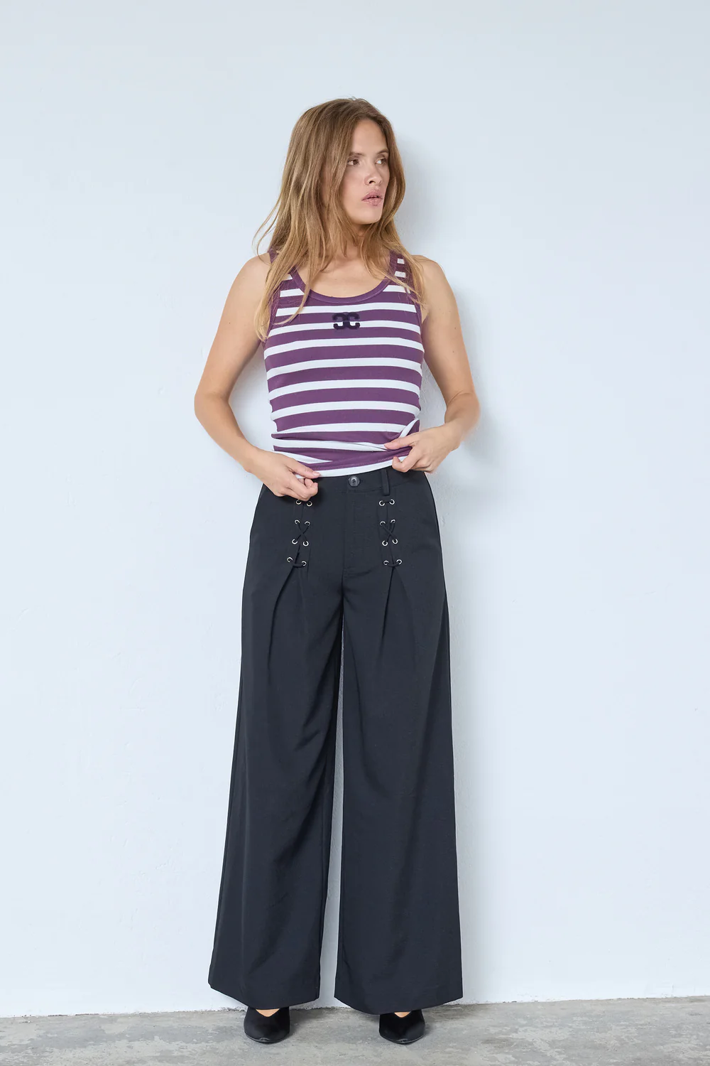 Granny Rib Emb. Tank Top 33207 | OffWhite/Plum | Top fra Co'couture - Image 4