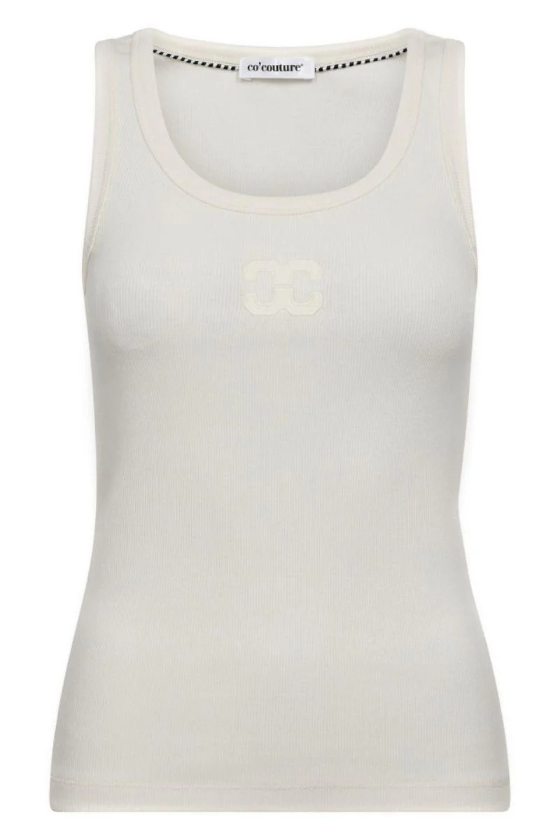 Granny Rib Solid Emb Tank 43009 | White | T-Shirt fra Co'couture - Image 2