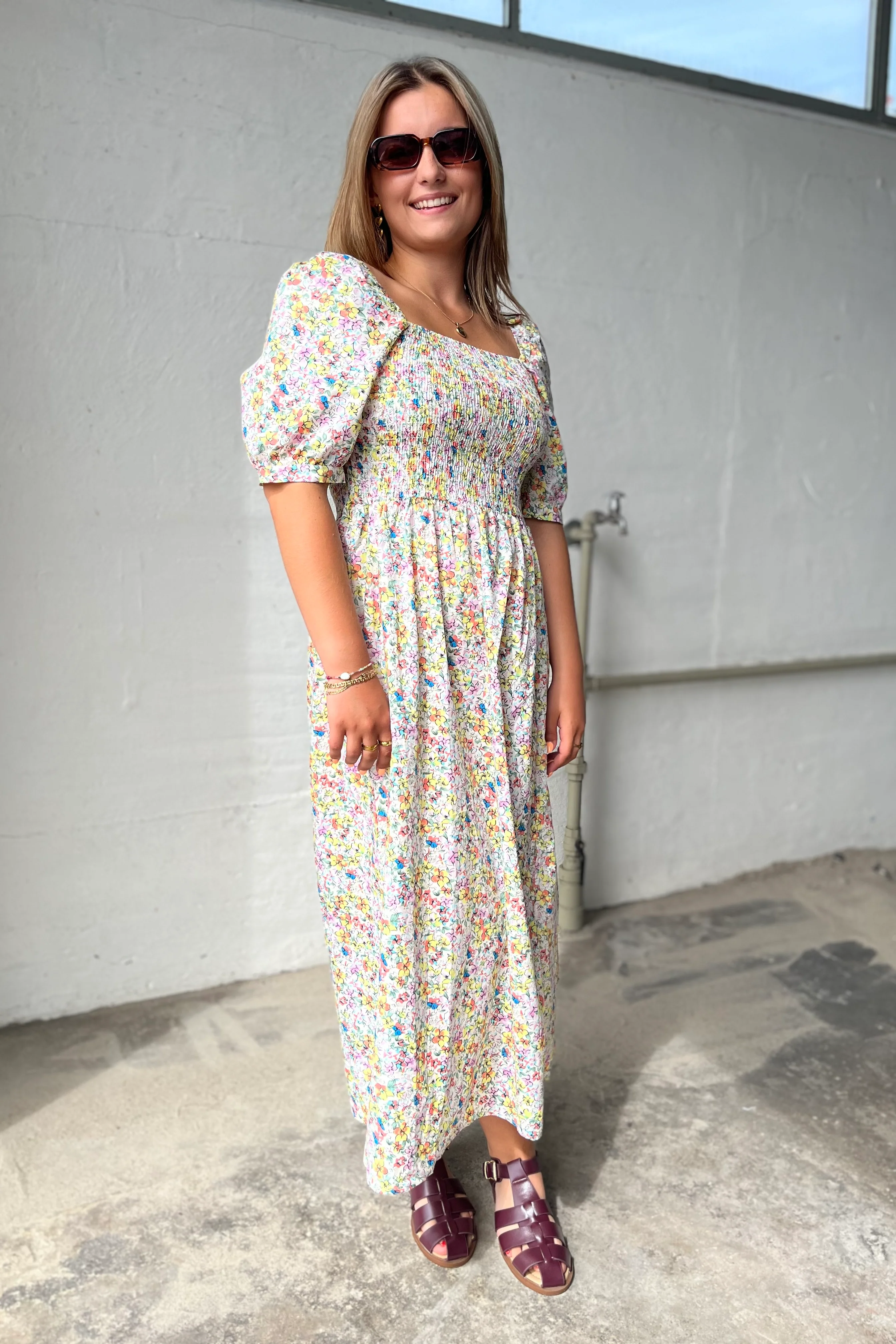Gro Dress | Green Multi Flower | Kjole fra Liberté - Image 6