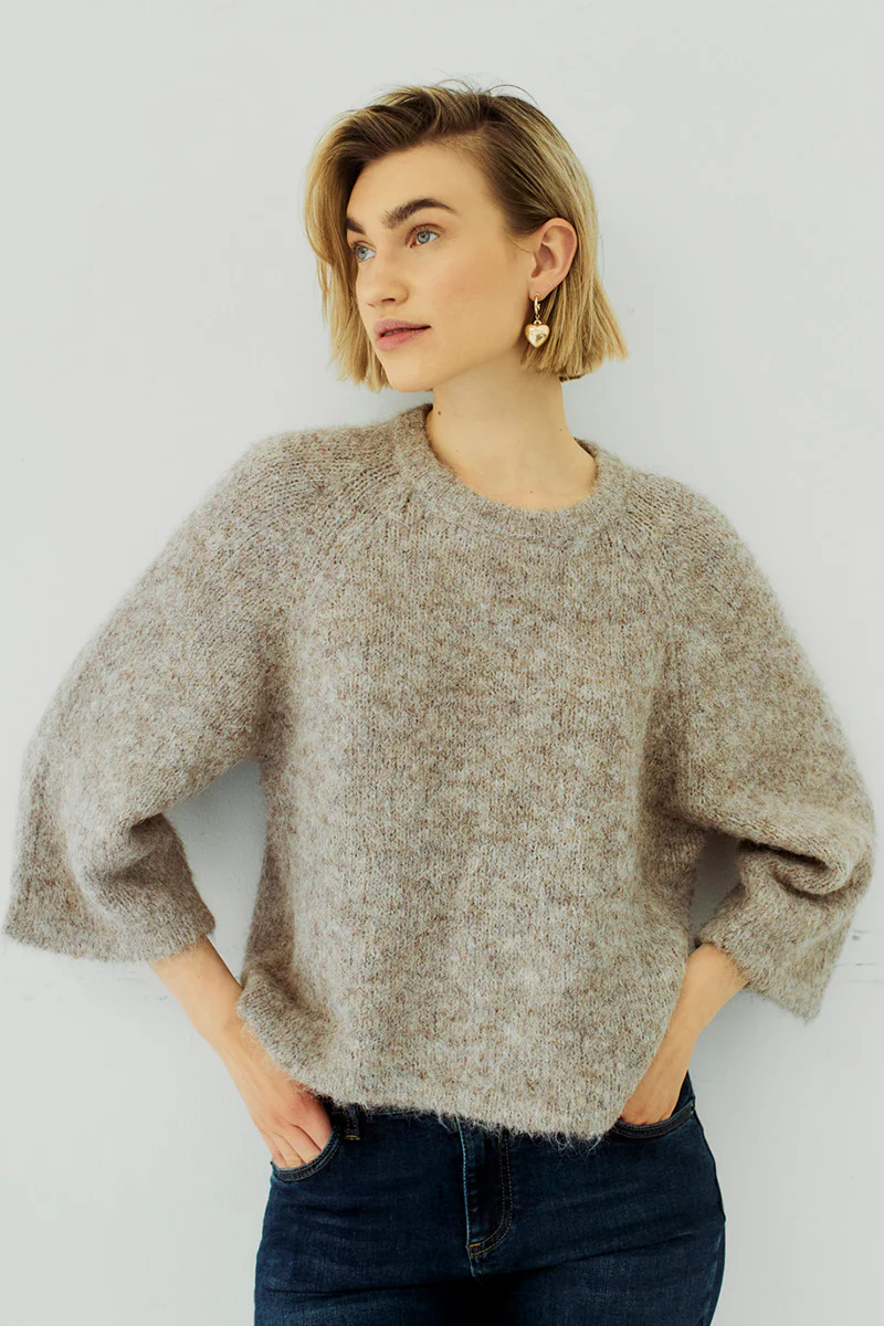 Grslulu Pullover 205507 | Silver Mink Melange | Strik fra Freequent - Image 3