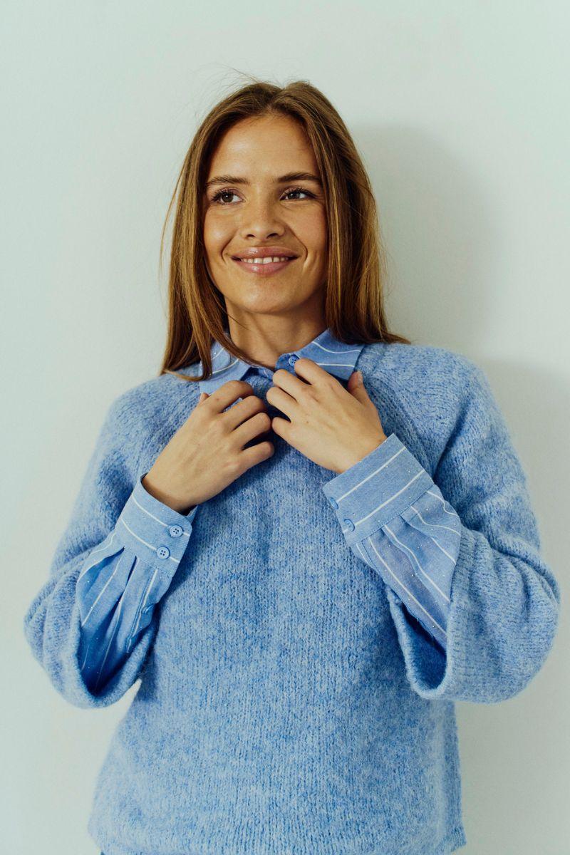 Grslulu Pullover 205507 | Vista Blue Melange | Strik fra Freequent - Image 6