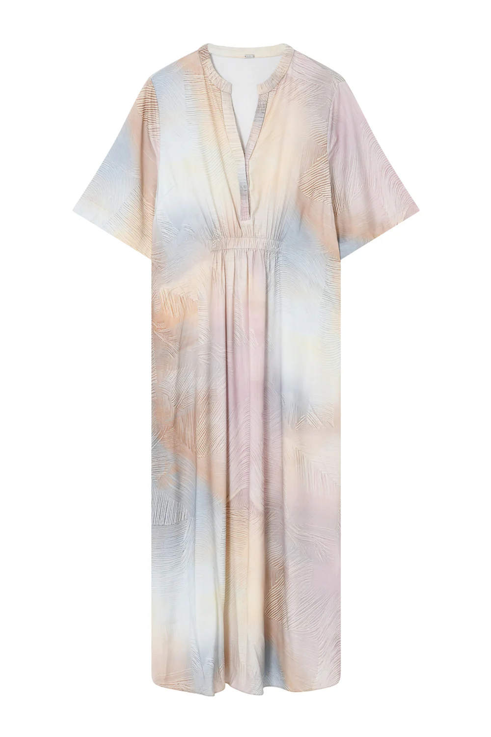 Hali Long Dress | Beige w. Light Blue | Kjoler fra Gustav