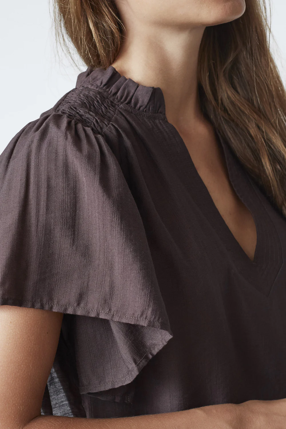 Hera SS Frill Top 35703 | Mocca | Top fra Co'couture - Image 2