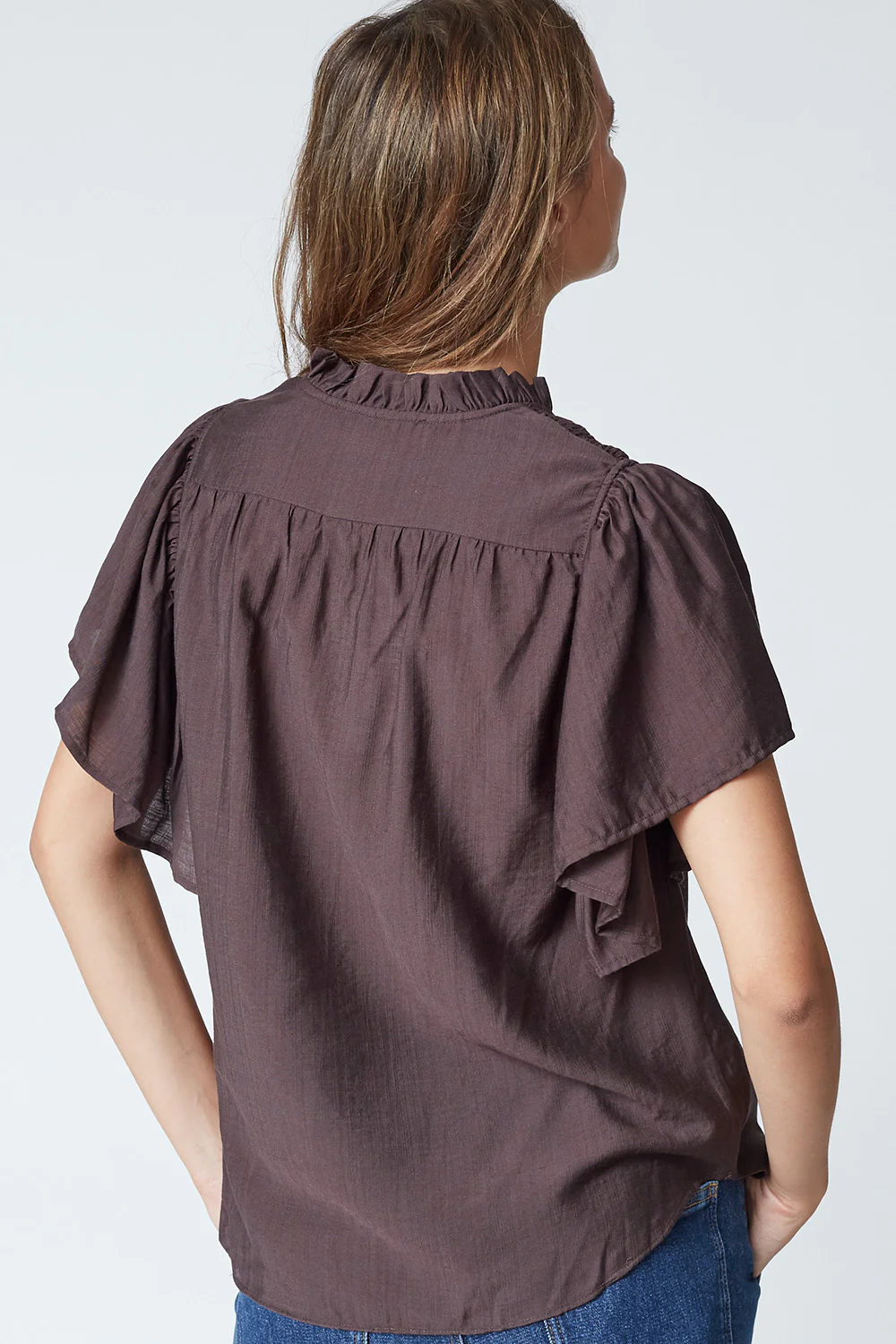 Hera SS Frill Top 35703 | Mocca | Top fra Co'couture - Image 5