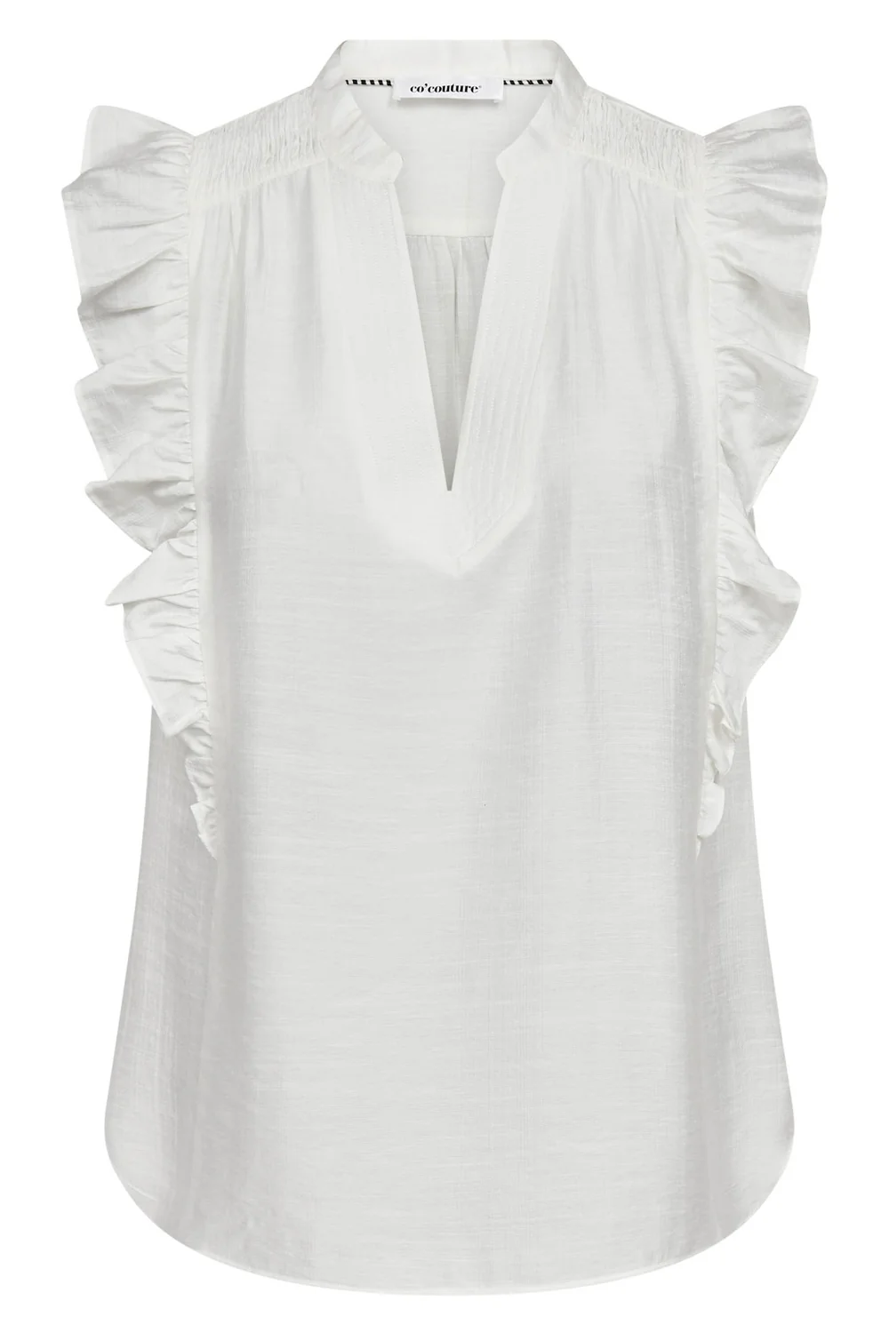 Heracc Frill Ss V-Top | White | Skjorte fra Co'Couture - Image 3
