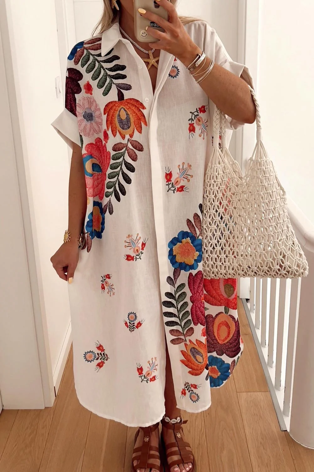 Hilma Shirt Dress | White Multi Flower