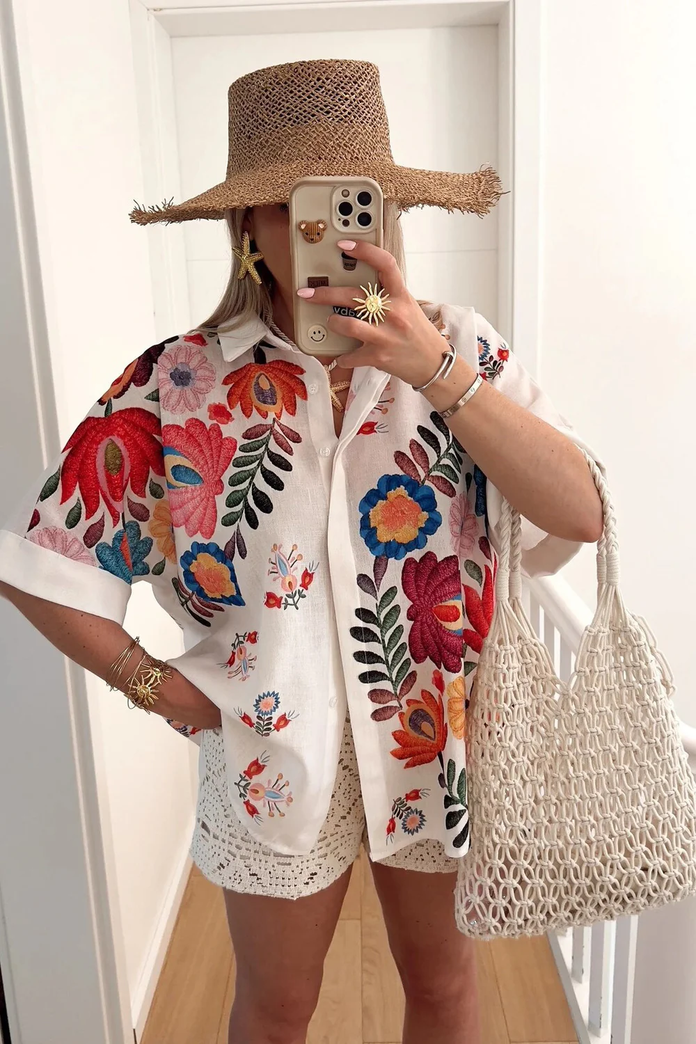 Hilma Shirt | White Multi Flower