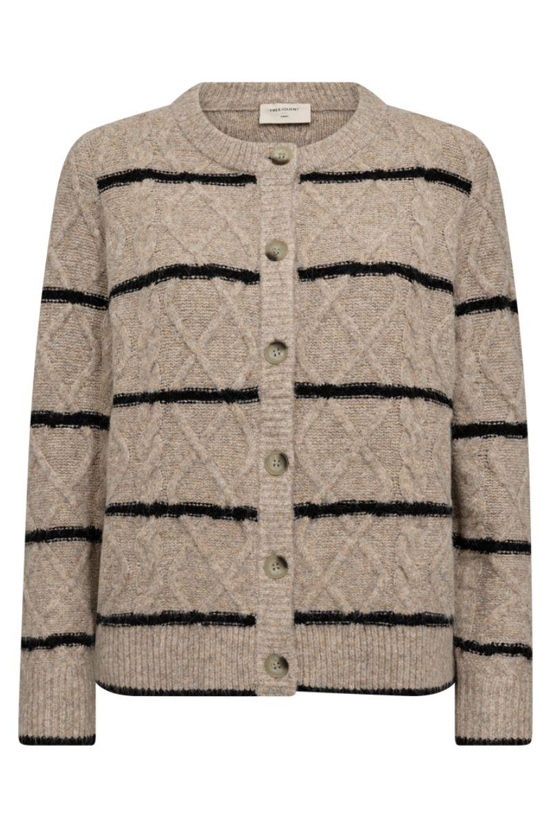 Hiro Cardigan 206744 | Desert Taupe Mel. W. Black | Cardigan fra Freequent