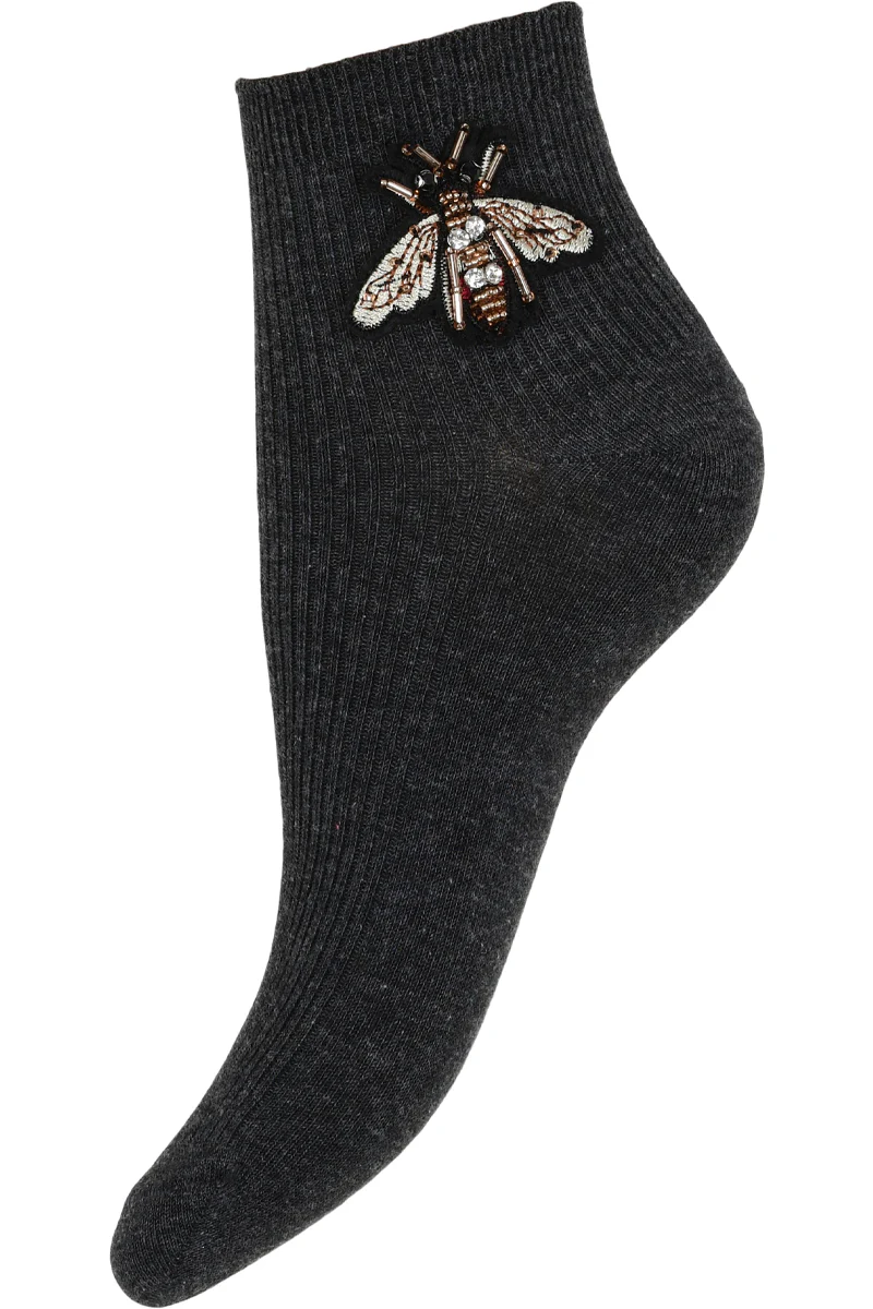 Sock Golden Bee | Mørk grå melange | Strømper fra Hype the Detail