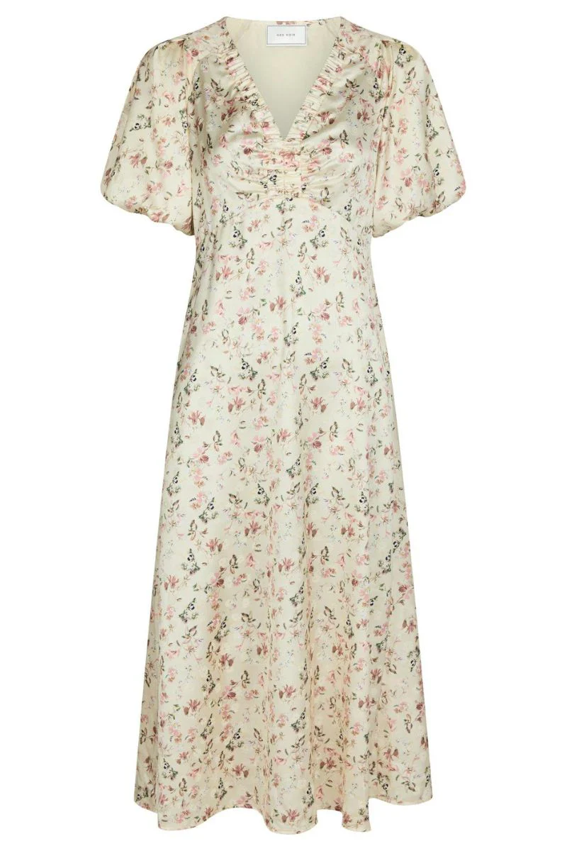 Illana Flower Print Dress | Creme | Kjole fra Neo Noir