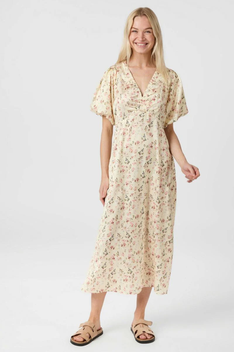 Illana Flower Print Dress | Creme | Kjole fra Neo Noir - Image 2