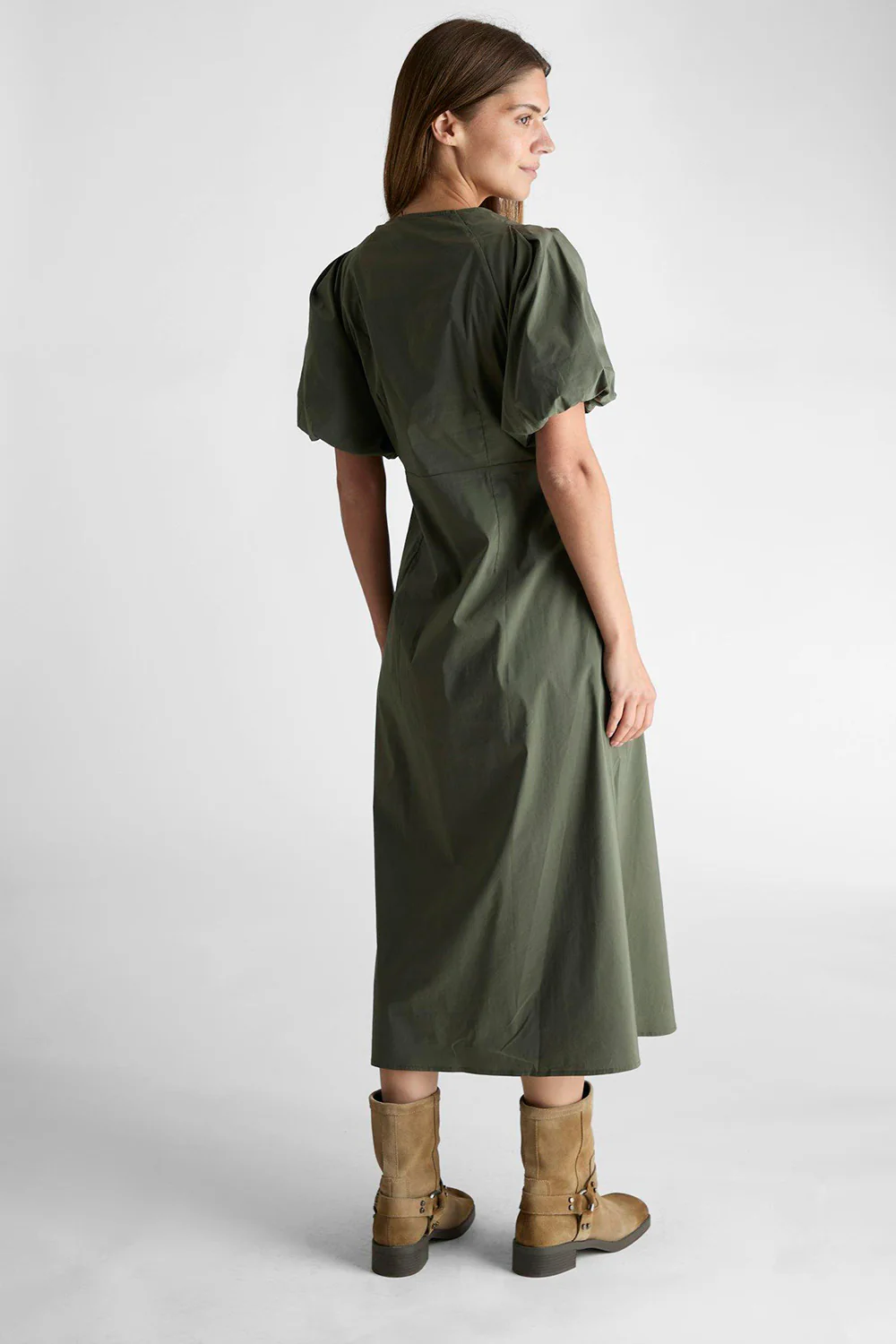 Illana Poplin Dress 160660 | Army | Kjole fra Neo Noir - Image 6