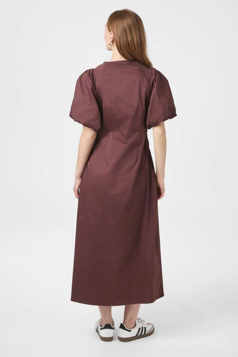 Illana Poplin Dress | Burgundy | Kjole fra Neo Noir - Image 4