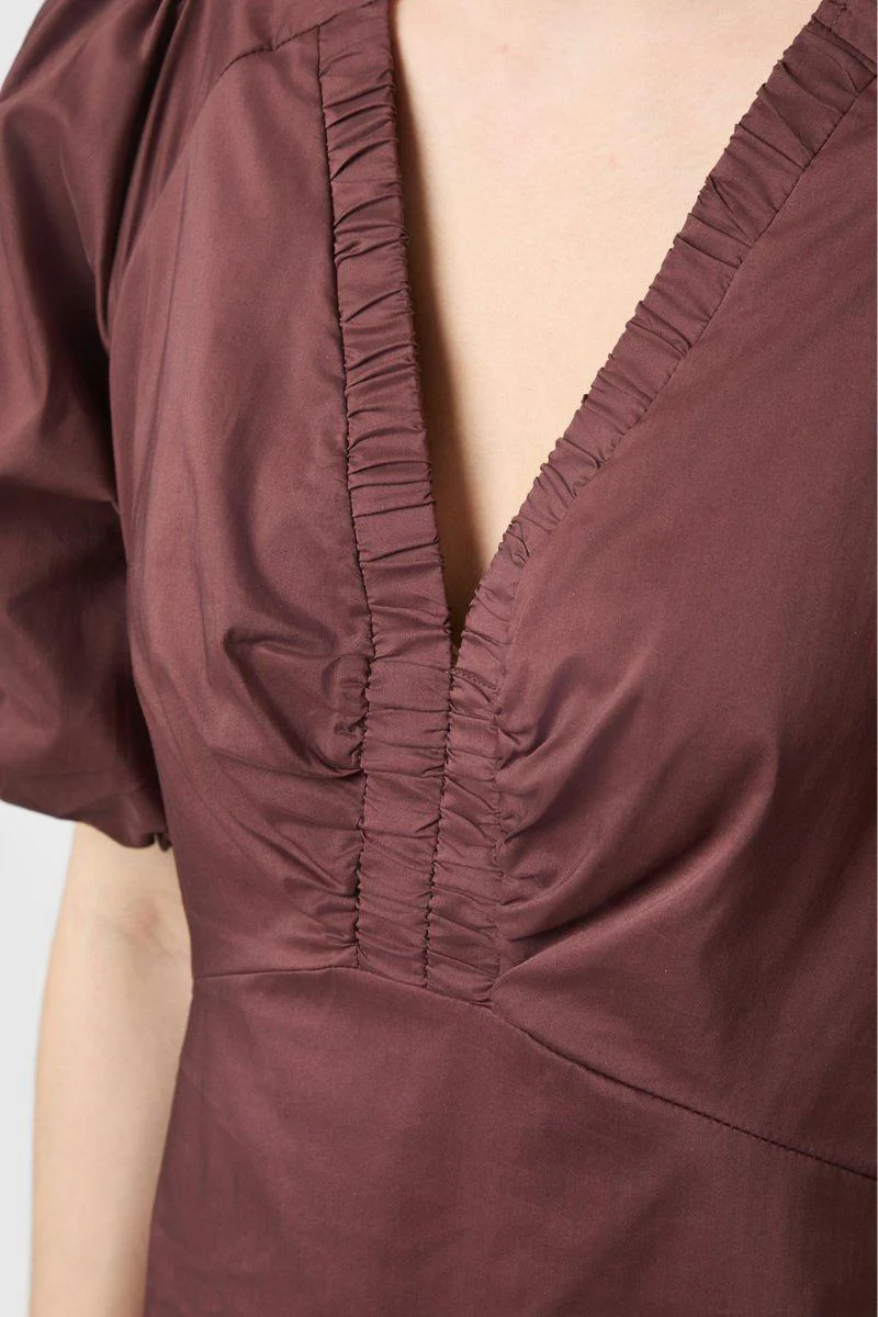 Illana Poplin Dress | Burgundy | Kjole fra Neo Noir - Image 5