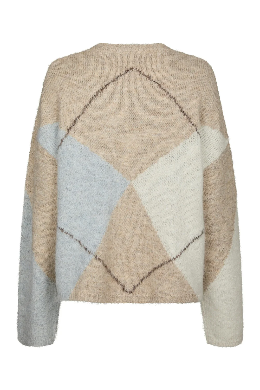 Inga Check Fluff Knit Blouse | Beige Melange | Strik fra Neo Noir - Image 5