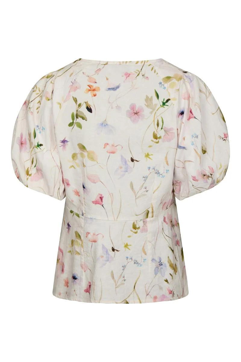 Irina Flower Blouse | Off White | Bluse fra Neo Noir - Image 5