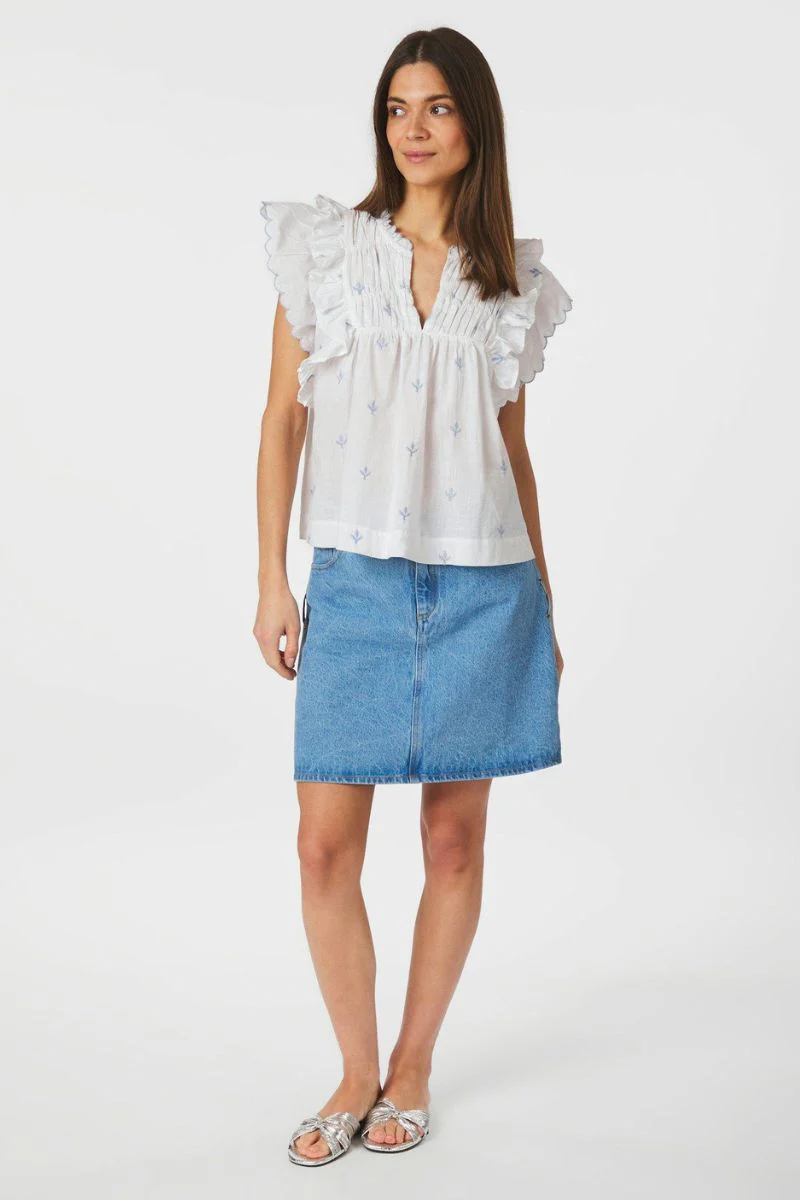 Jayla Embroidery Top | White | Bluse fra Neo Noir - Image 4