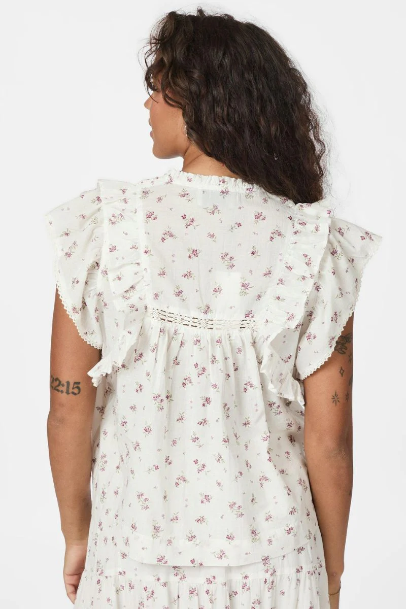 Jayla Small Blossom Top | Creme | Bluse fra Neo Noir - Image 10