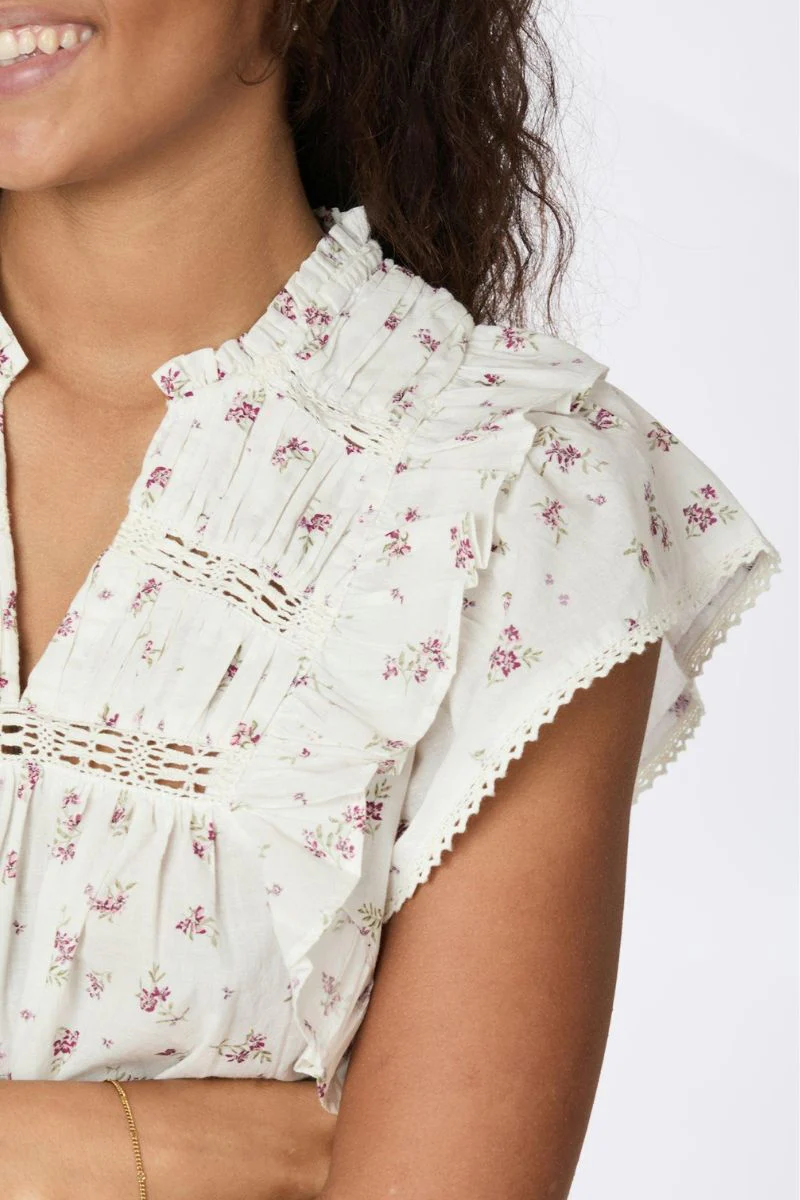 Jayla Small Blossom Top | Creme | Bluse fra Neo Noir - Image 11
