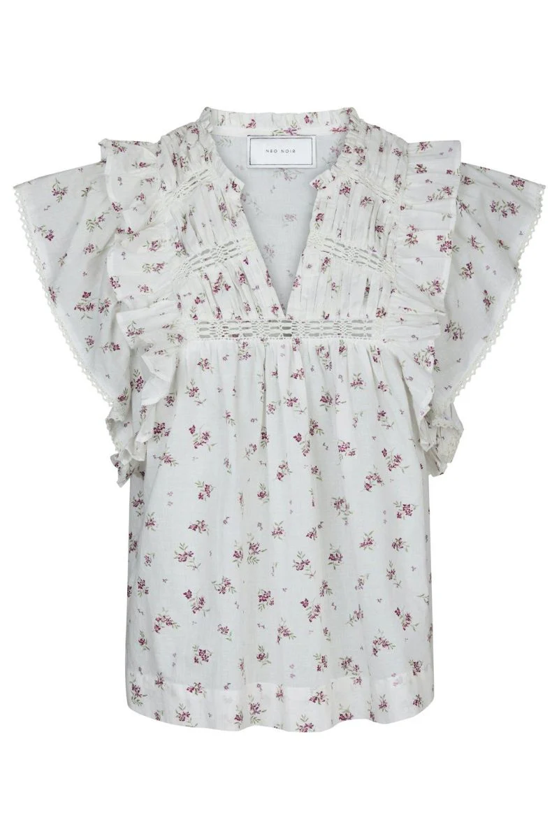 Jayla Small Blossom Top | Creme | Bluse fra Neo Noir - Image 2
