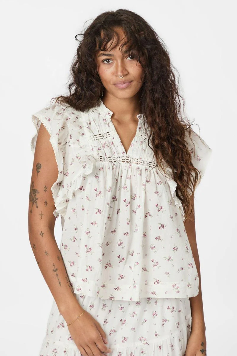 Jayla Small Blossom Top | Creme | Bluse fra Neo Noir - Image 4