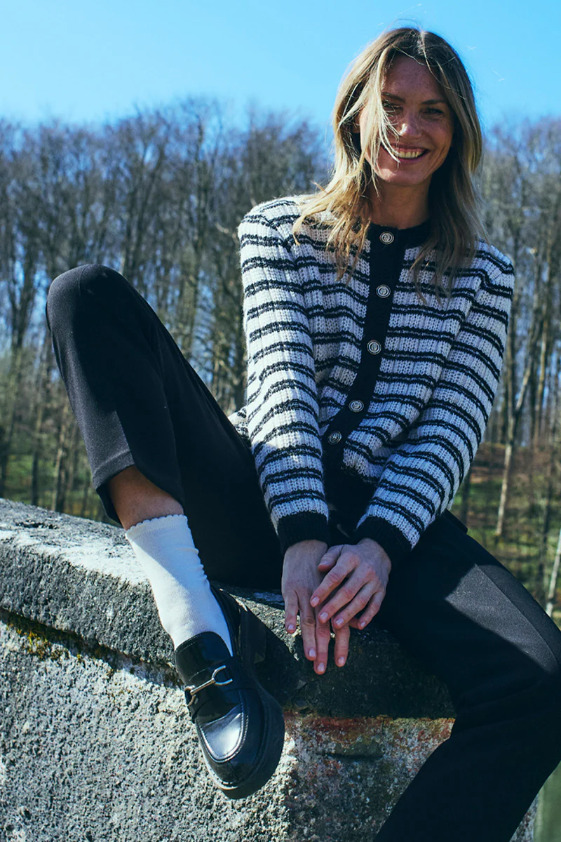Jazz Cardigan 206484 | Moonbeam Melange W. Black | Cardigan fra Freequent - Image 13