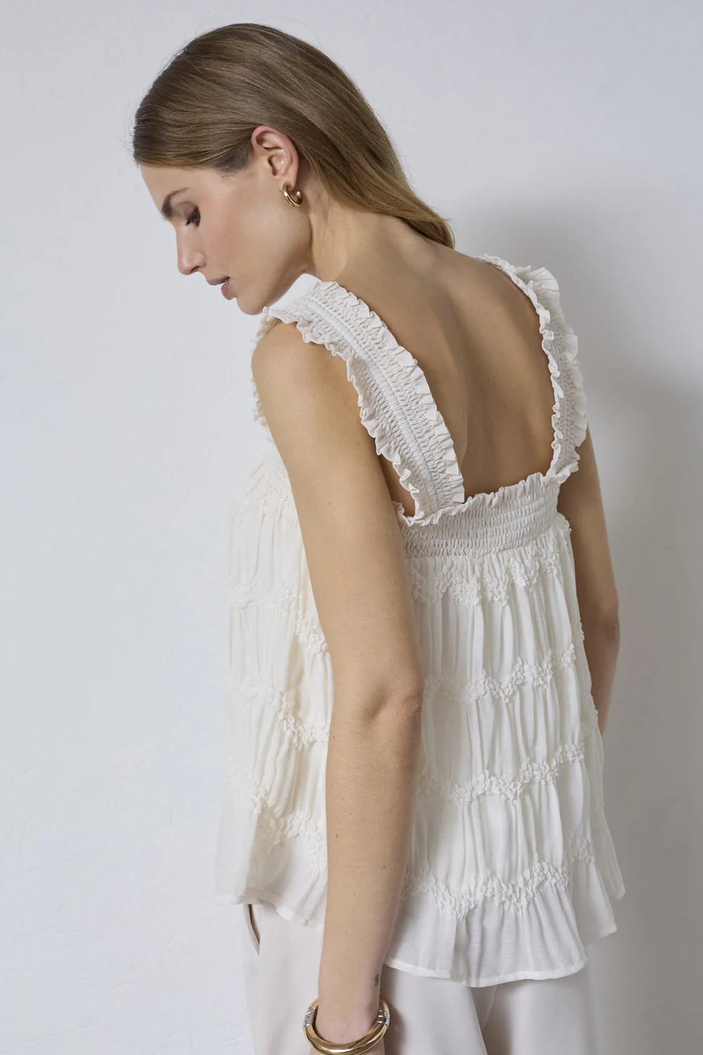 Jerrycc Smock Strap Top | Off White | Top fra Co'Couture - Image 5
