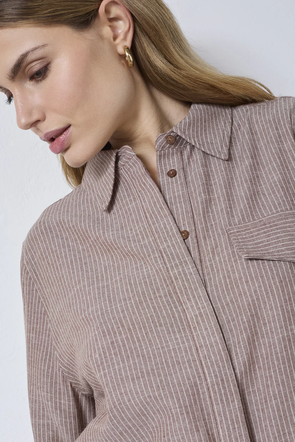 Jihocc Stripe Ss Shirt | Brown | Skjorte fra Co'Couture - Image 2