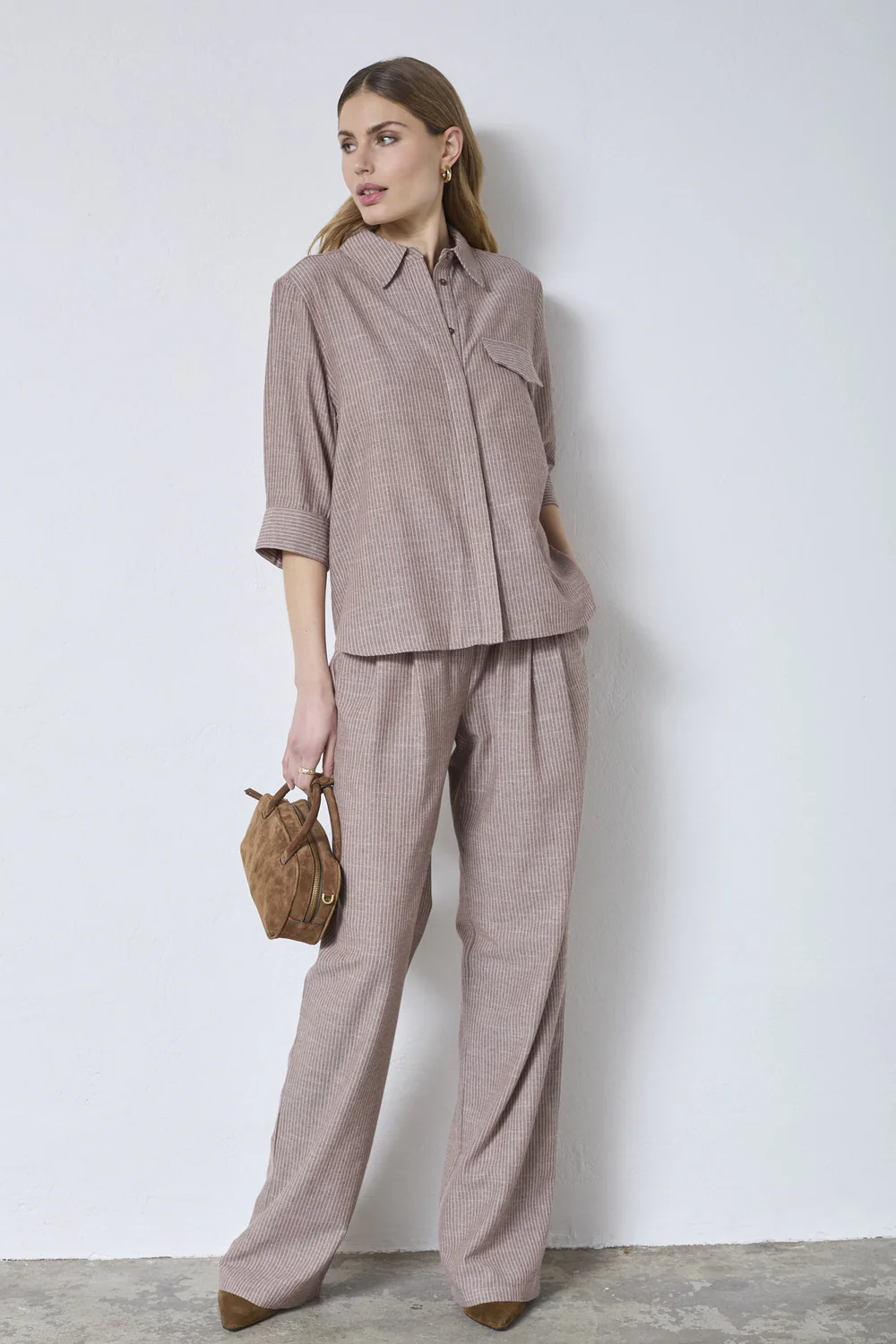 Jihocc Stripe Ss Shirt | Brown | Skjorte fra Co'Couture - Image 6