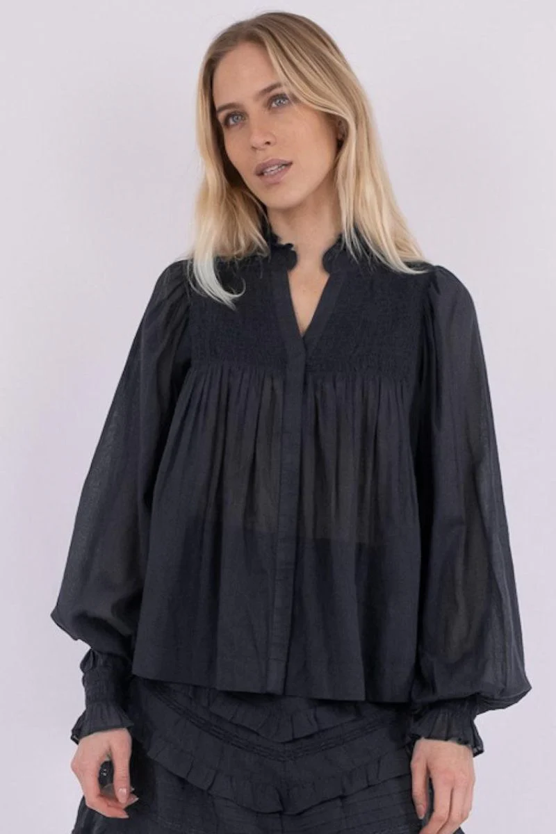 Jill S Voile Blouse | Black | Bluse fra Neo Noir - Image 4