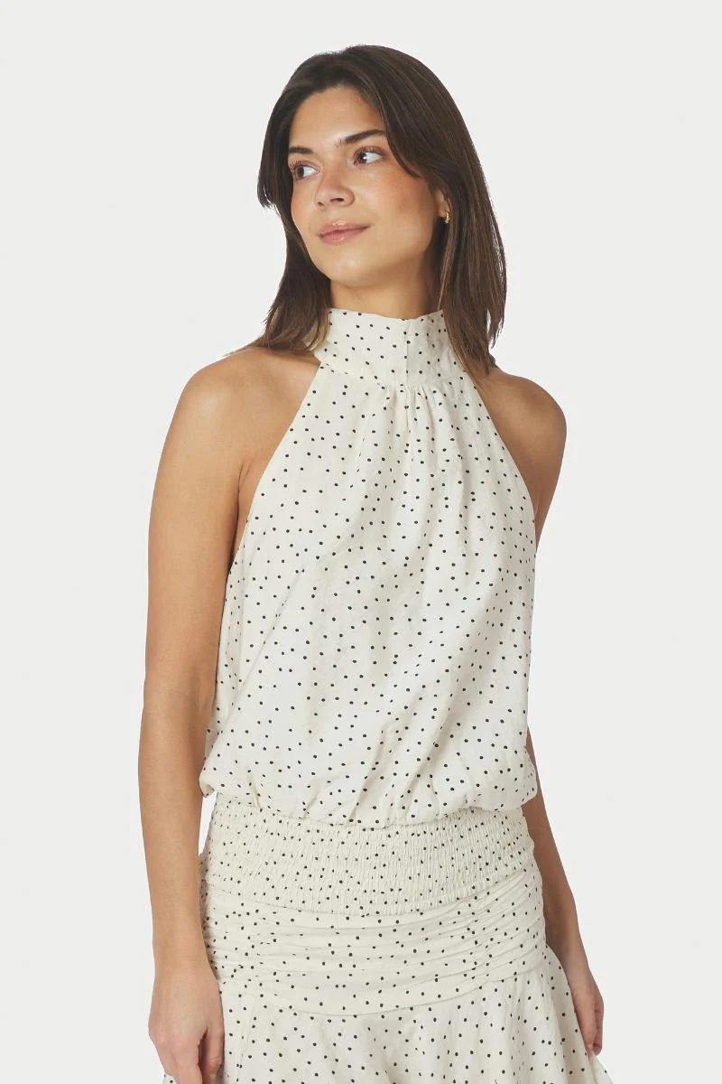 Jos Mini Dot Top | Off White | Bluse fra Neo Noir - Image 2