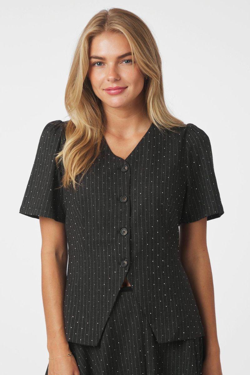 Jules B Pinstripe Blouse | Antracit | Bluse fra Neo Noir - Image 2