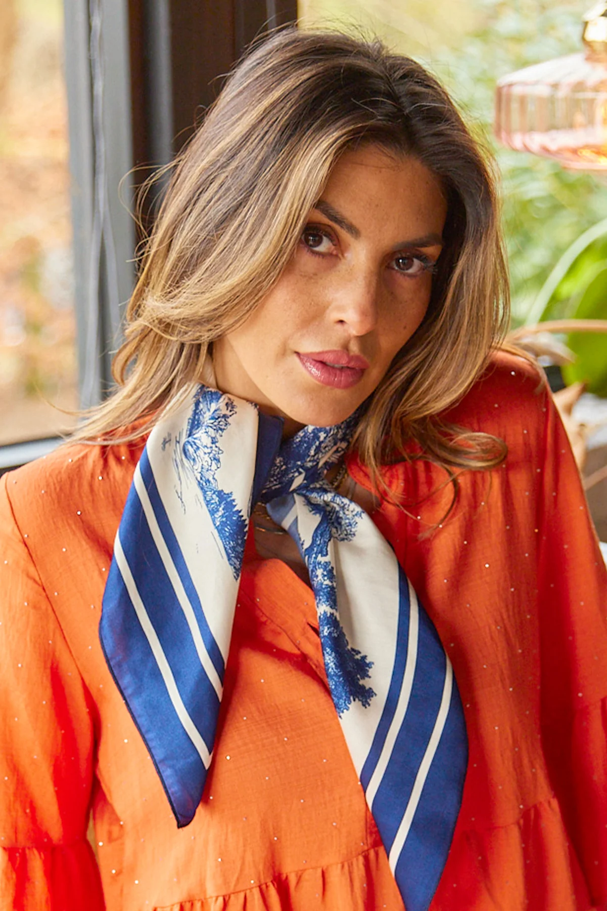 Silky Jungle Scarf | Navy - Image 2