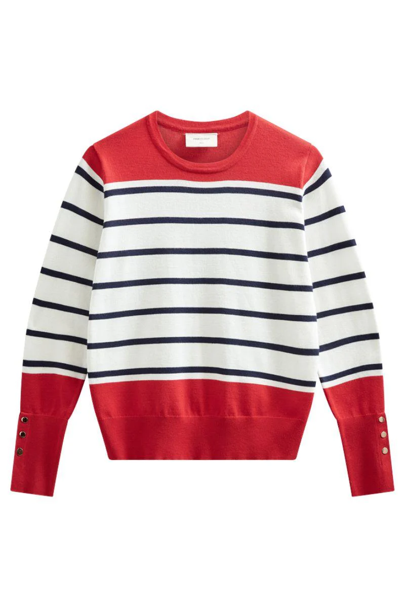 Katie Pullover 207512 | True Red W. Star Off-White | Strik fra Freequent - Image 2