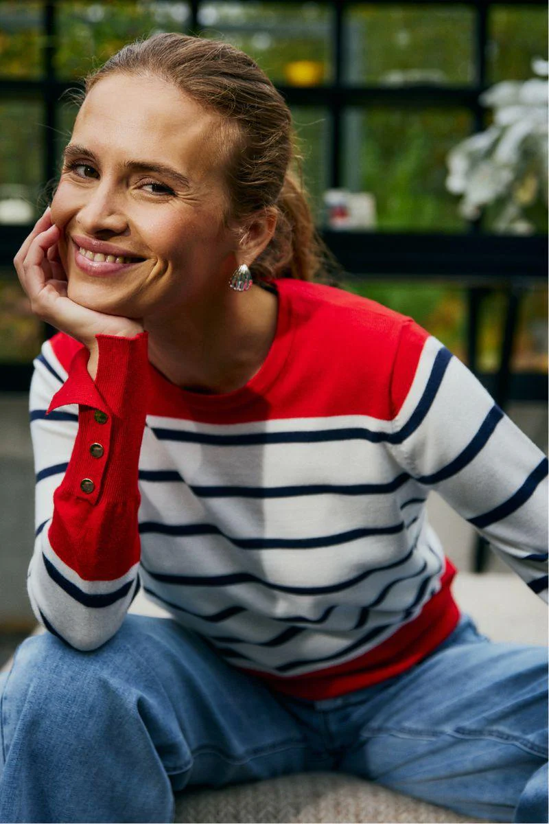 Katie Pullover 207512 | True Red W. Star Off-White | Strik fra Freequent - Image 3