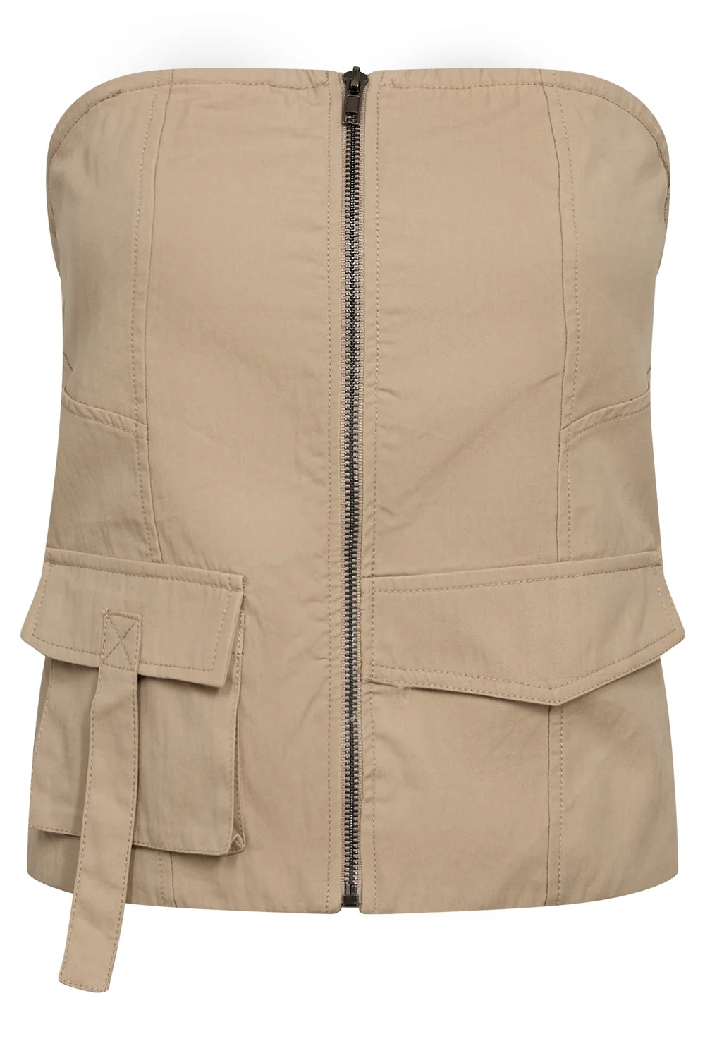 Keshacc Zip Tube Top | Bisquit | Skjorte fra Co'Couture