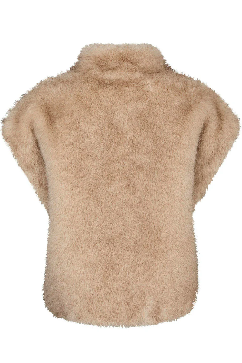 Kevini Faux Fur Vest | Beige | Vest fra Neo Noir - Image 4