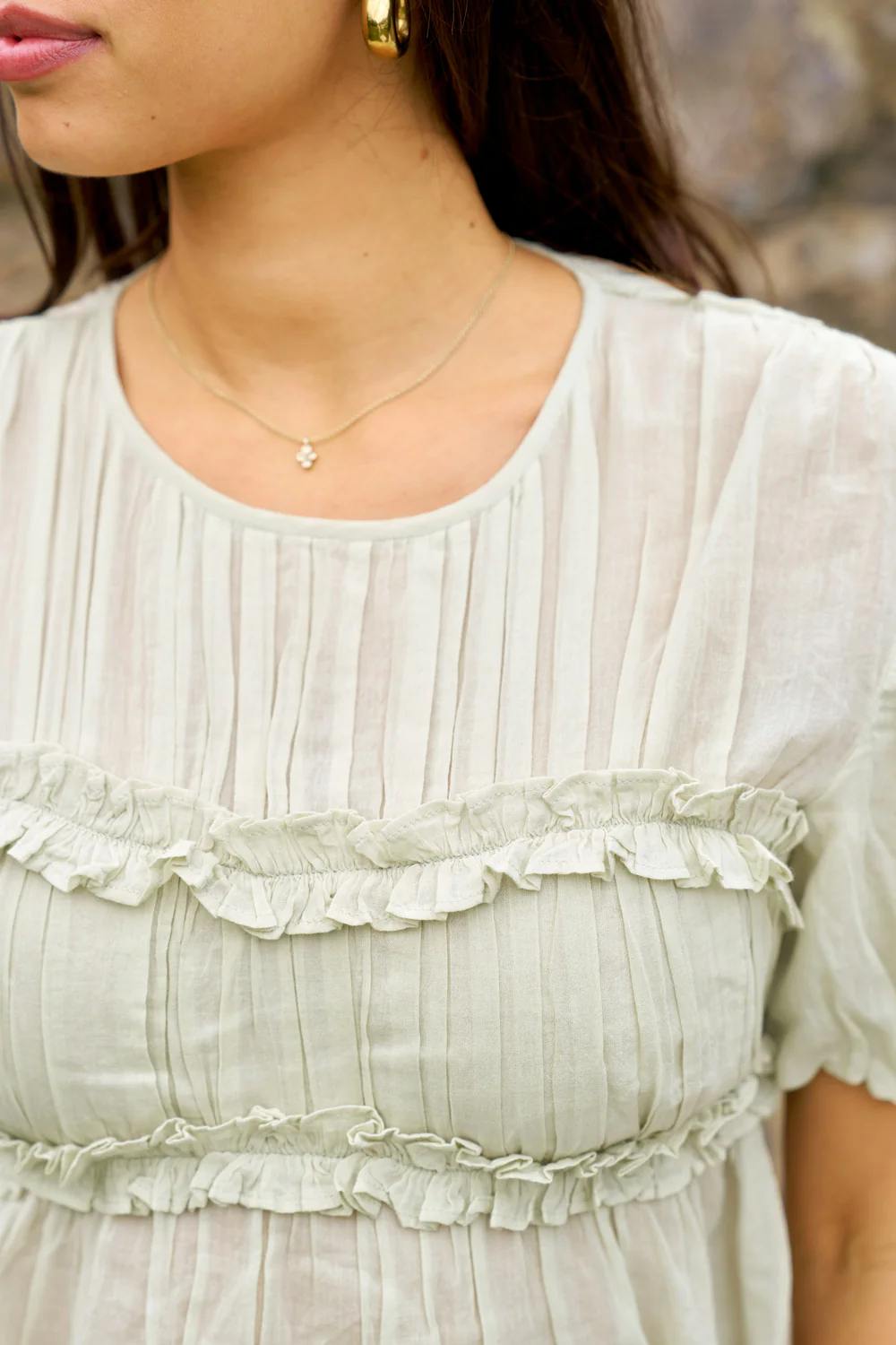 Kiril S Voile Blouse | Pistachio | Bluse fra Neo Noir