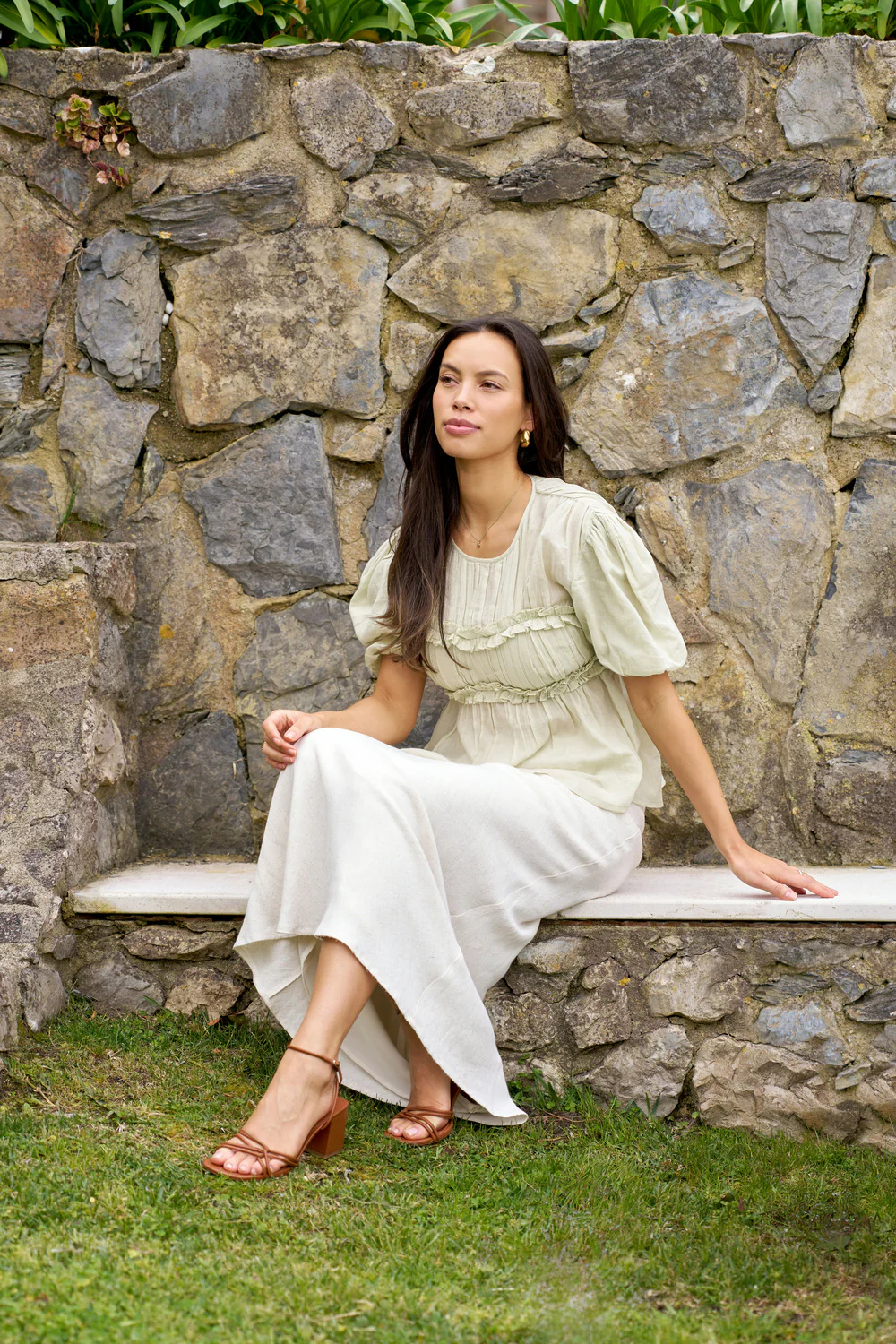 Kiril S Voile Blouse | Pistachio | Bluse fra Neo Noir - Image 2