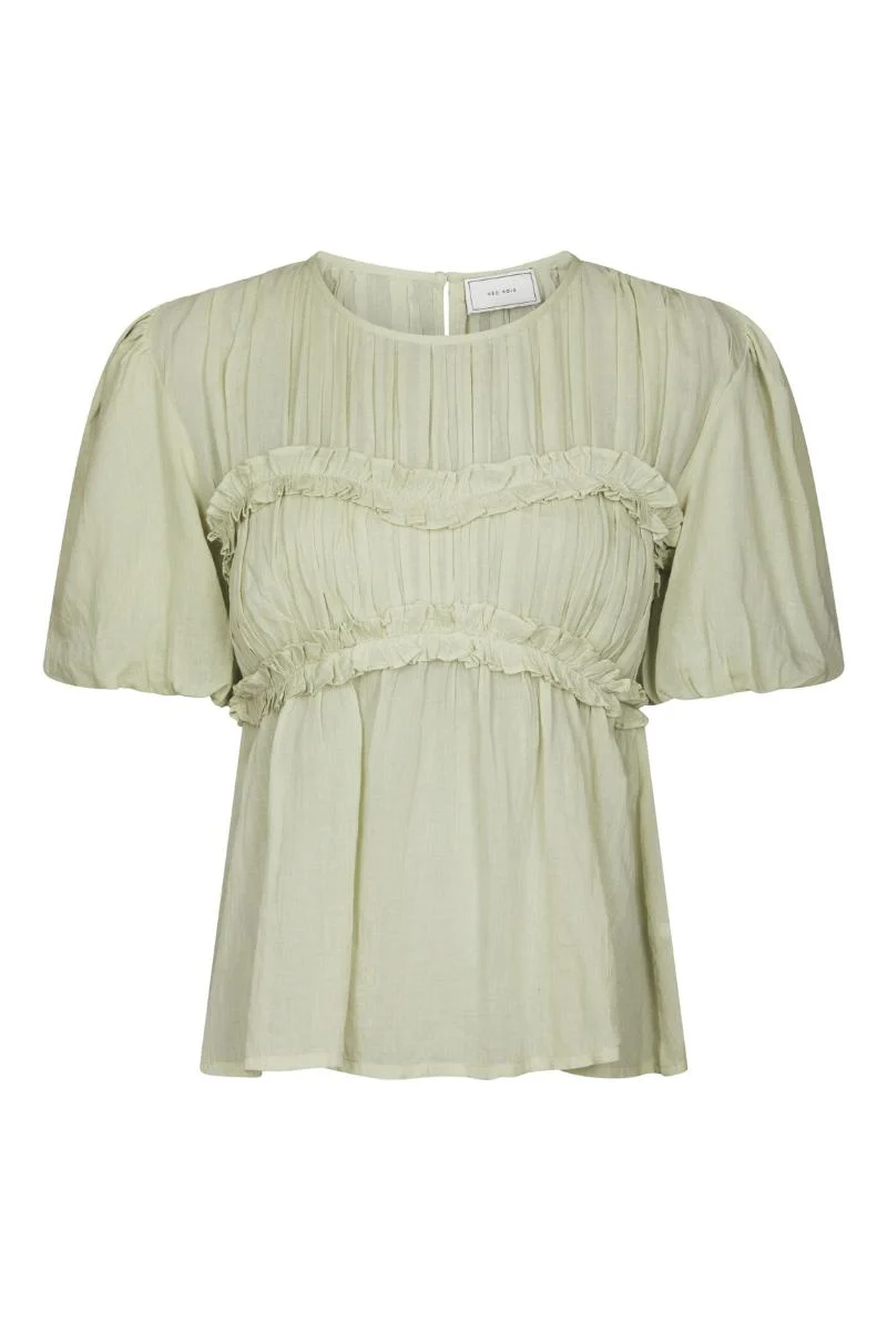 Kiril S Voile Blouse | Pistachio | Bluse fra Neo Noir - Image 3