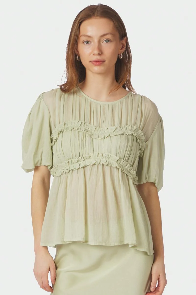 Kiril S Voile Blouse | Pistachio | Bluse fra Neo Noir - Image 4