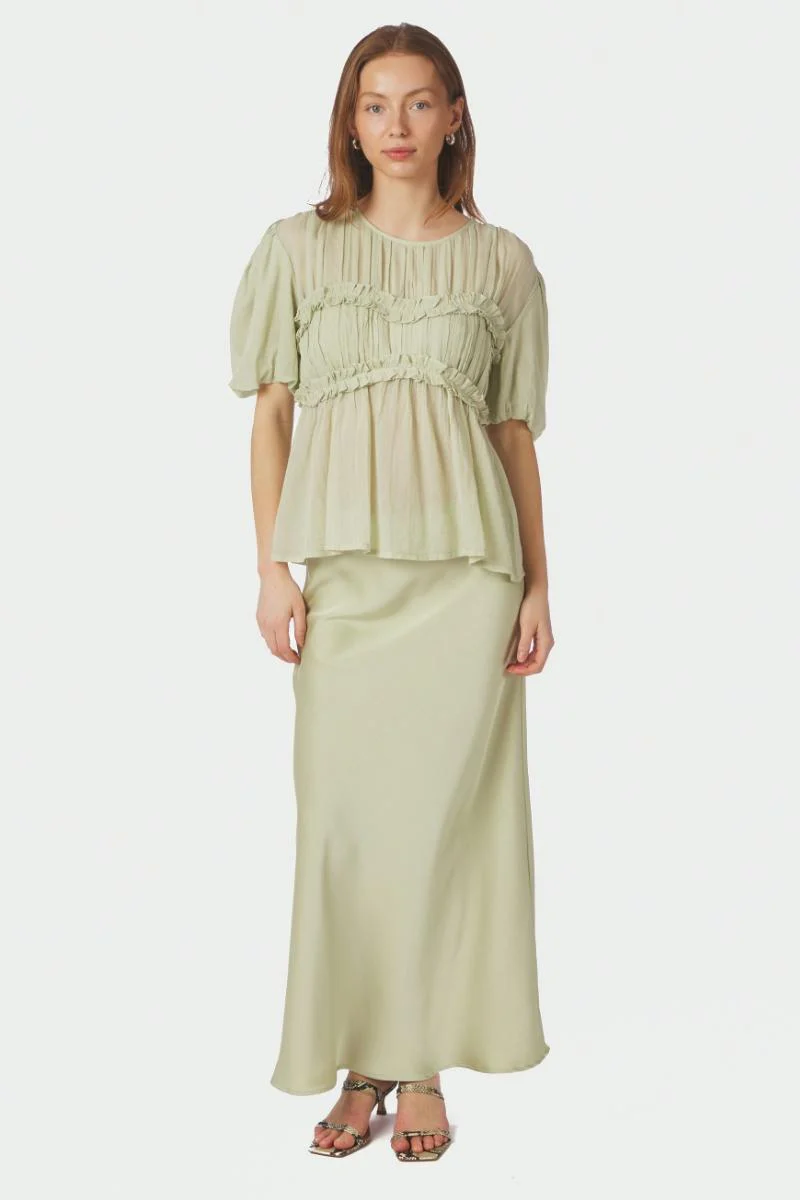 Kiril S Voile Blouse | Pistachio | Bluse fra Neo Noir - Image 6