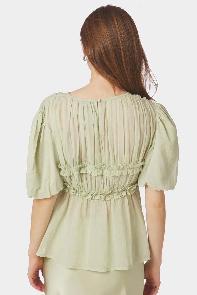 Kiril S Voile Blouse | Pistachio | Bluse fra Neo Noir - Image 7