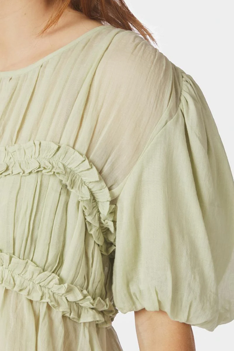 Kiril S Voile Blouse | Pistachio | Bluse fra Neo Noir - Image 8